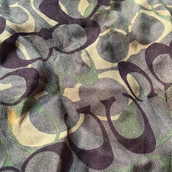 Coach khaki camouflage sheer silk signature c scarf - Picture 3 of 10